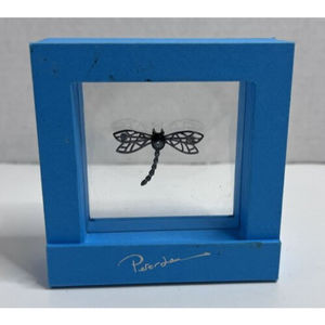 Peter James Vintage Silver .925 Dragonfly Pendant Brooch Aqua Gemstone Signed